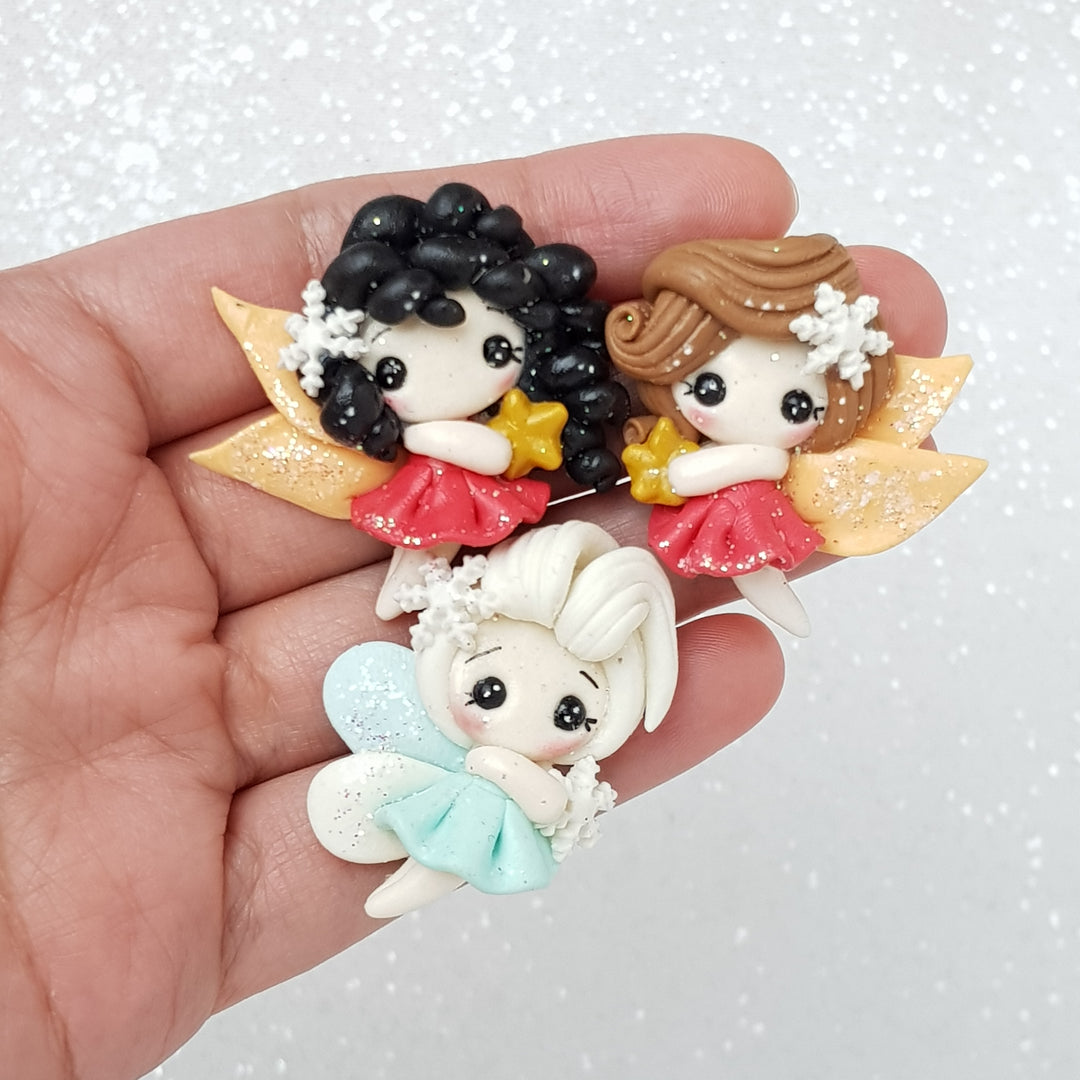 Winter Fairy - Embellishment Clay Bow Centre - Crafty Mood