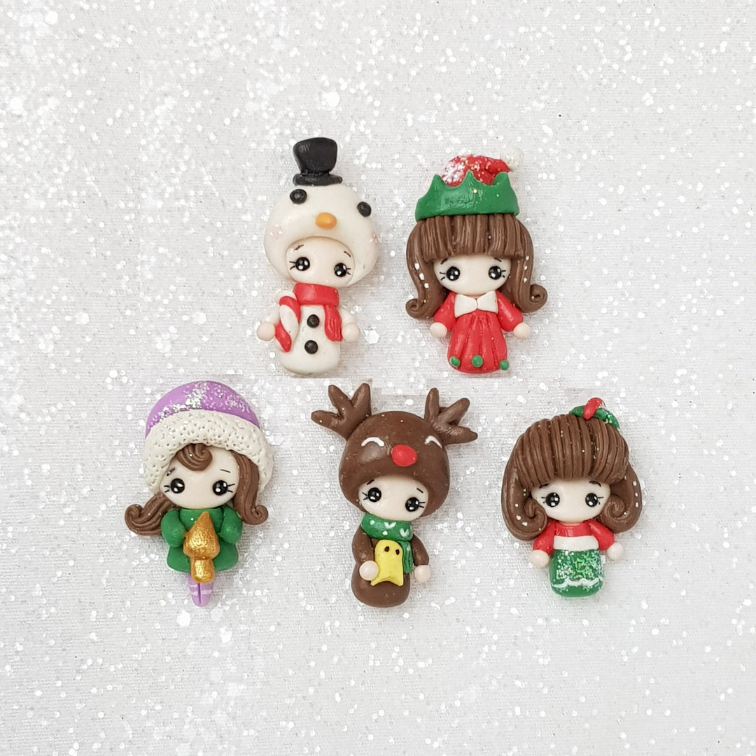 Christmas Dressing Up - Handmade Flatback Clay Bow Centre - Crafty Mood