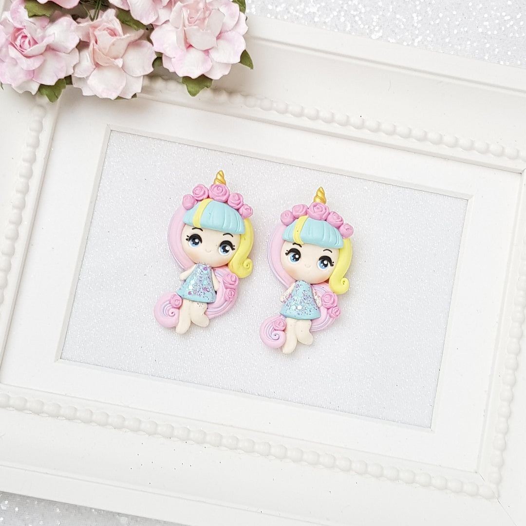 Clay Charm Embellishment - Rainbow Girl Big Eyes - Crafty Mood