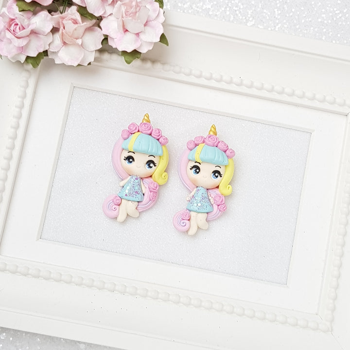 Clay Charm Embellishment - Rainbow Girl Big Eyes - Crafty Mood