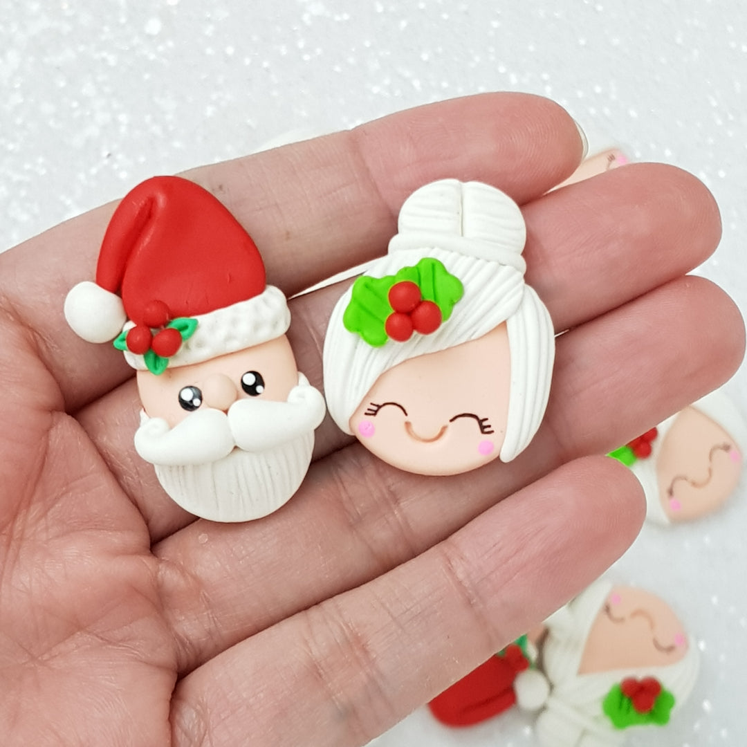 Mr and Mrs Santa - Embellishment Clay Bow Centre - Crafty Mood