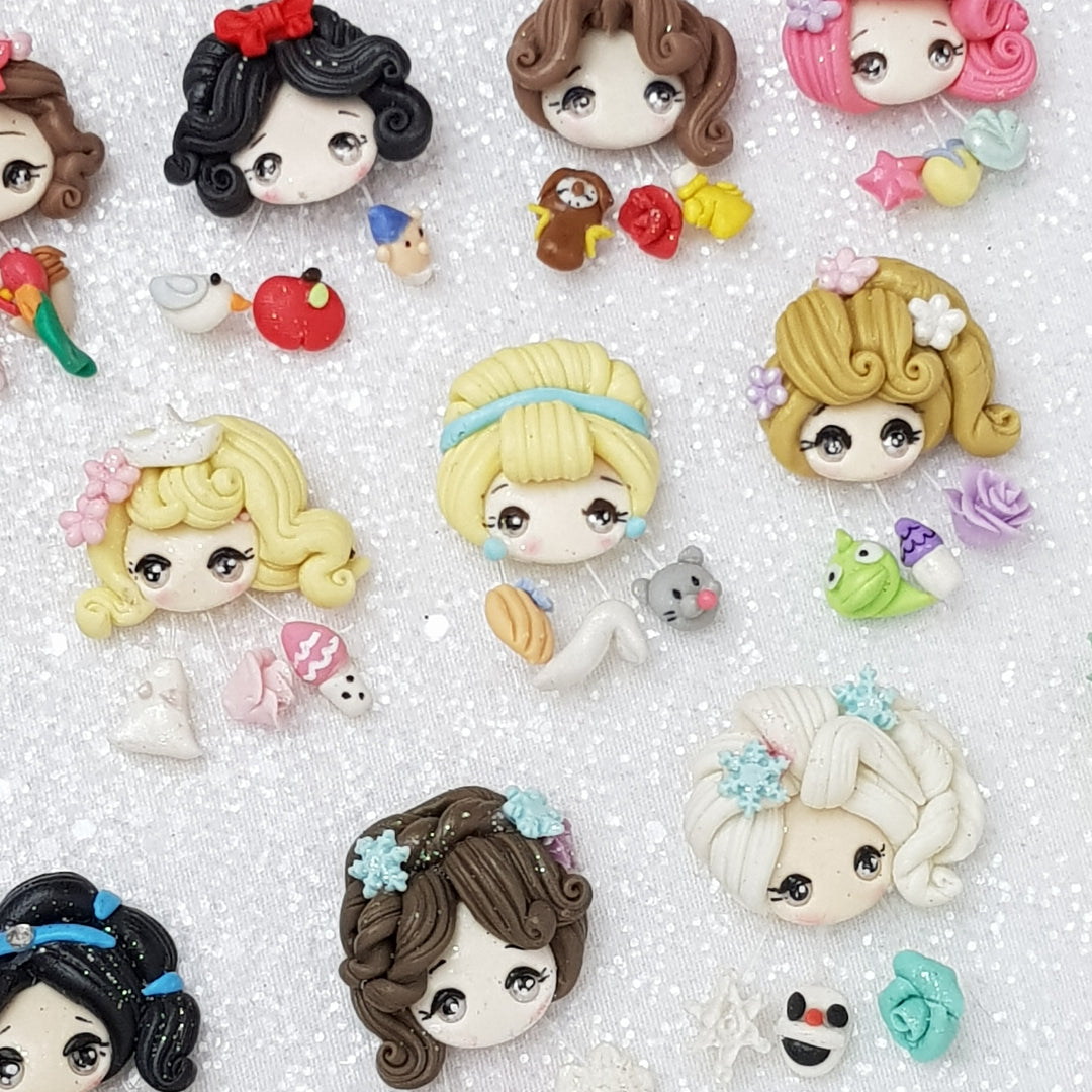 Princess Head with Charms - Embellishment Clay Bow Centre - Crafty Mood