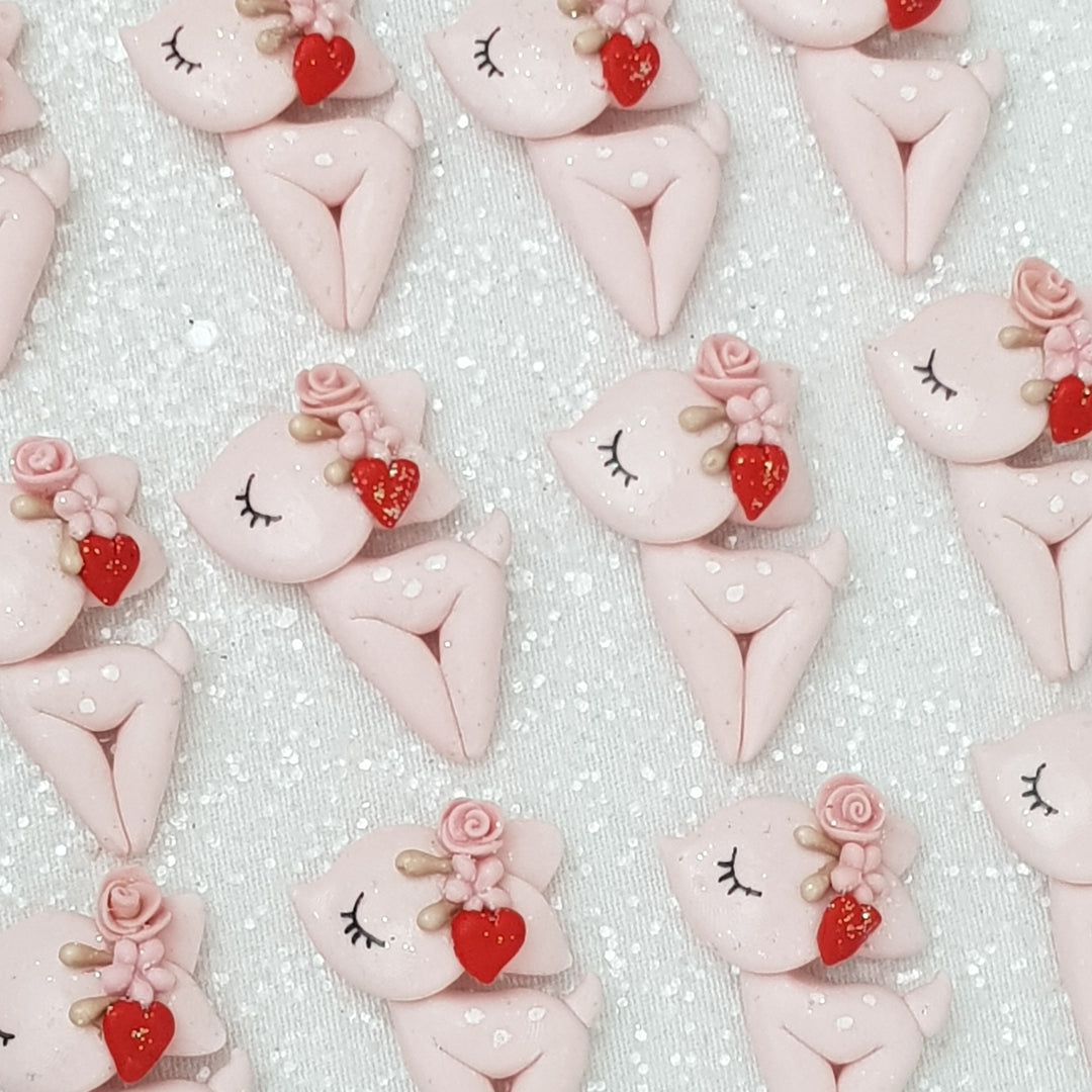 Lovely sparkling deer - Handmade Flatback Clay Bow Centre - Crafty Mood