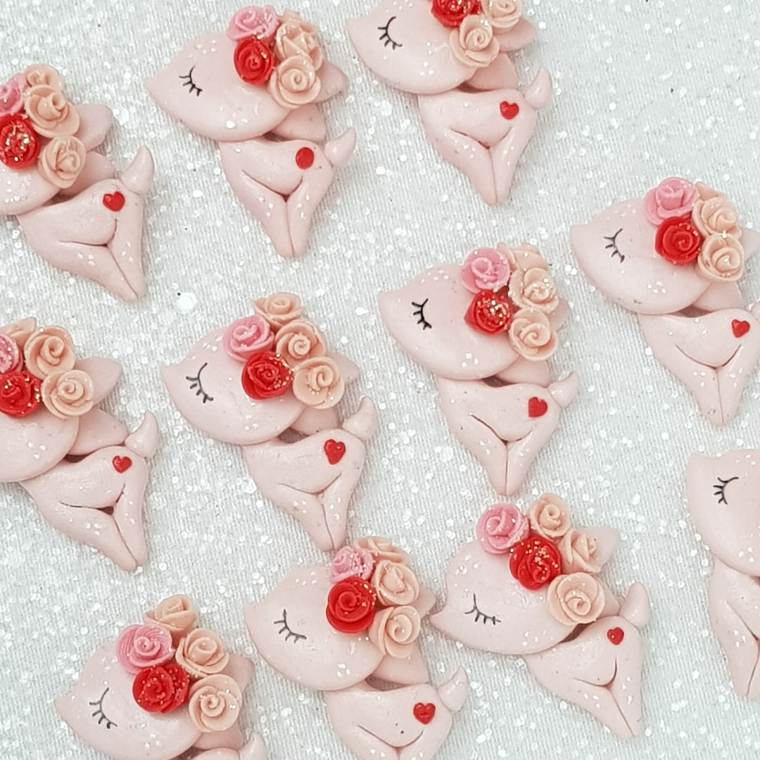 Lovely flower deer - Embellishment Clay Bow Centre - Crafty Mood