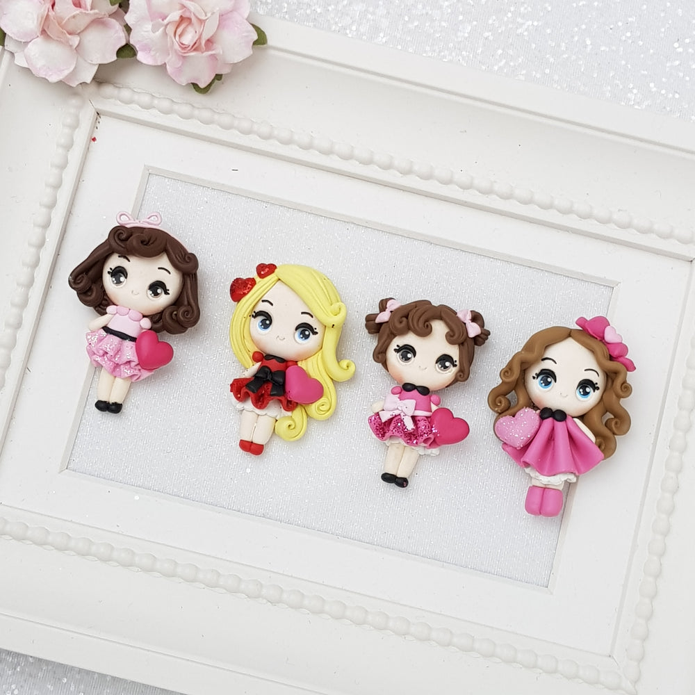 Lovely valentine girls - Embellishment Clay Bow Centre - Crafty Mood