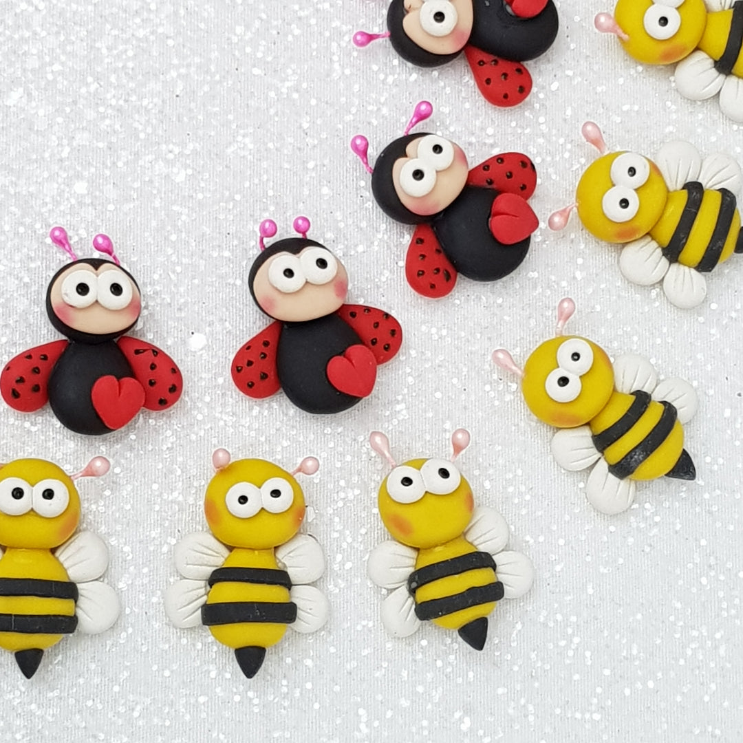 Clay Charm Embellishment - NEW LADYBUG / BEE - Crafty Mood