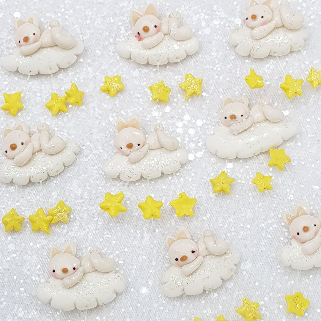Lying Bunny Cloud - Embellishment Clay Bow Centre - Crafty Mood