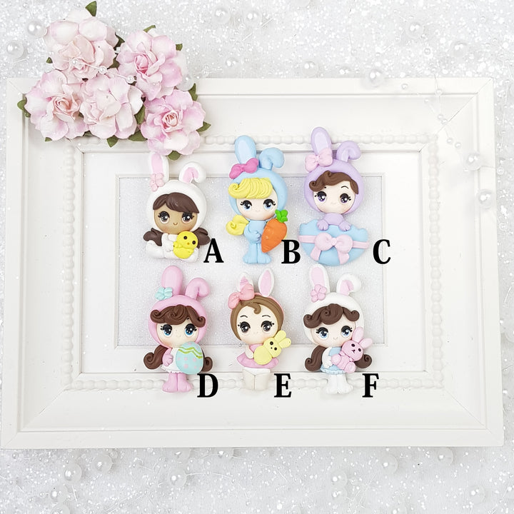 Dressing Up Easter Girls - Handmade Flatback Clay Bow Centre - Crafty Mood