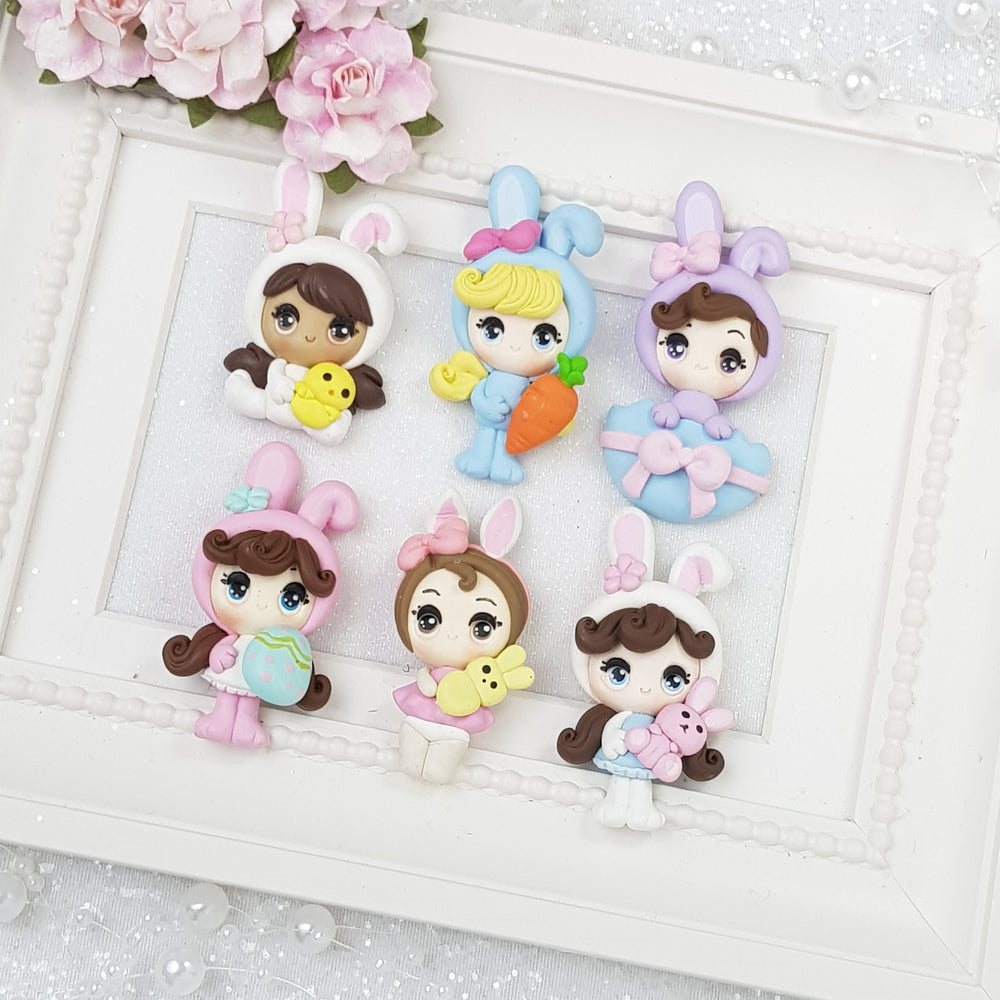Dressing Up Easter Girls - Handmade Flatback Clay Bow Centre - Crafty Mood