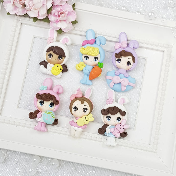Dressing Up Easter Girls - Handmade Flatback Clay Bow Centre - Crafty Mood
