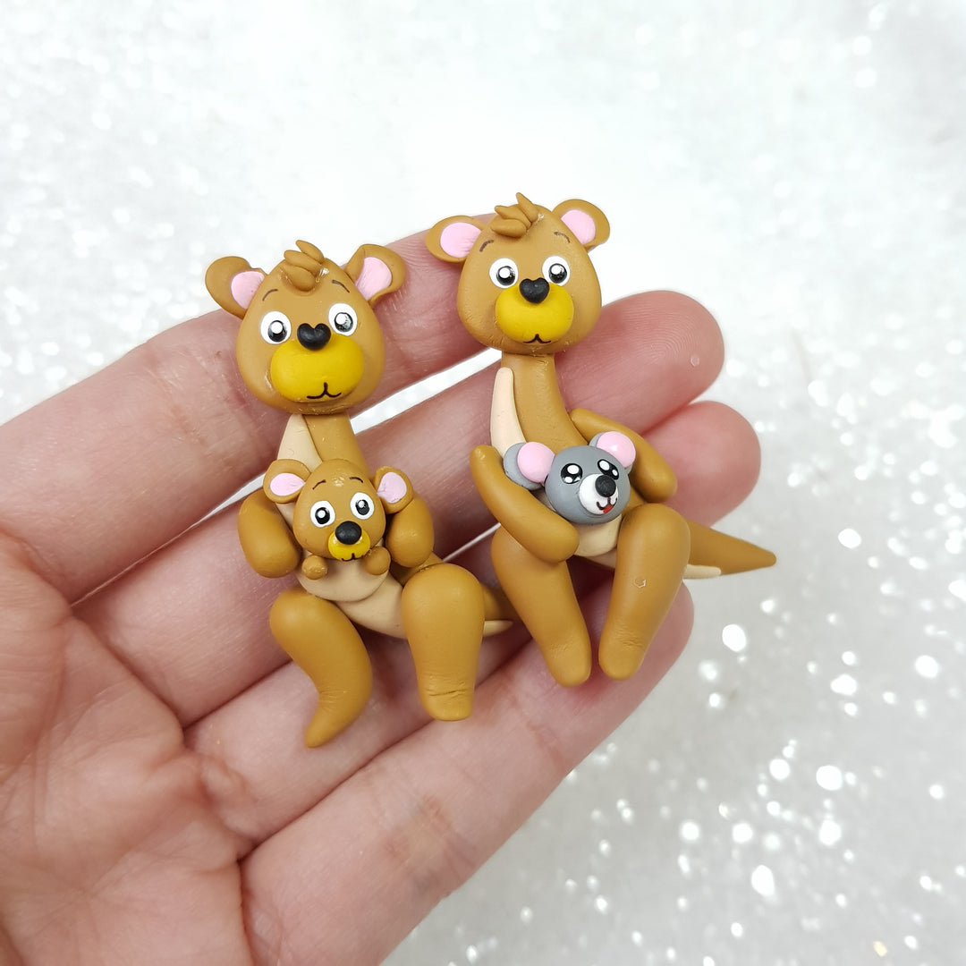 Sale The Kangaroo - Handmade Flatback Clay Bow Centre - Crafty Mood