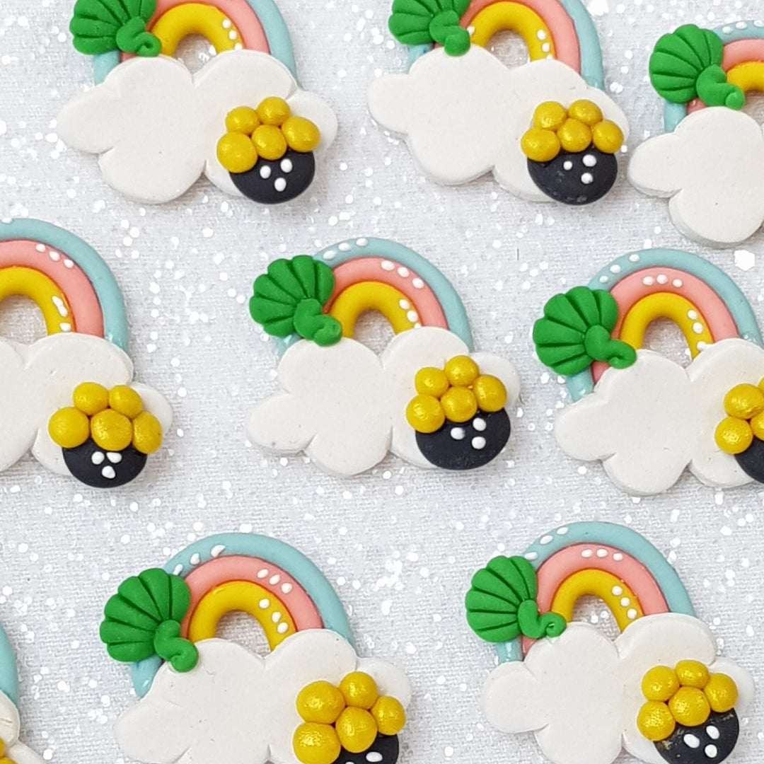 Clay Charm Embellishment - NEW rainbow pot gold - Crafty Mood