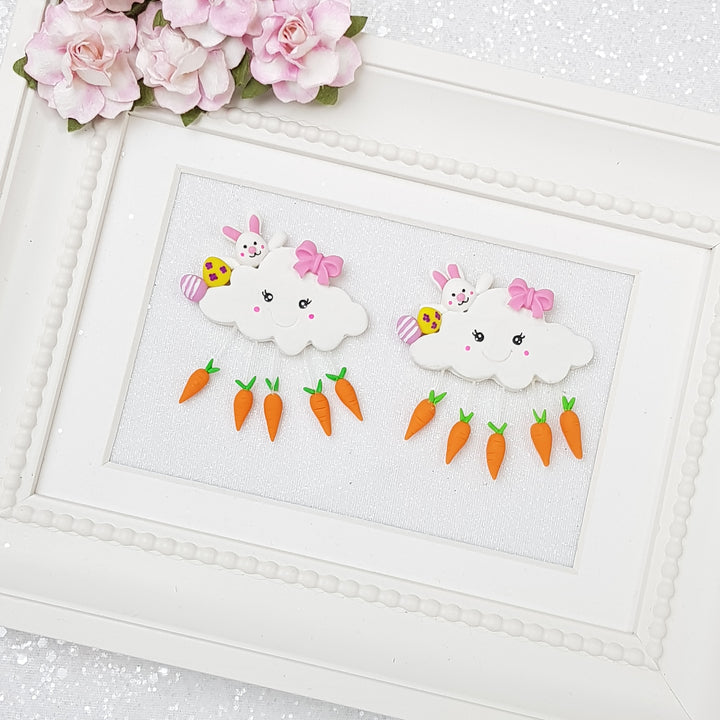 Easter carrot cloud - Handmade Flatback Clay Bow Centre - Crafty Mood