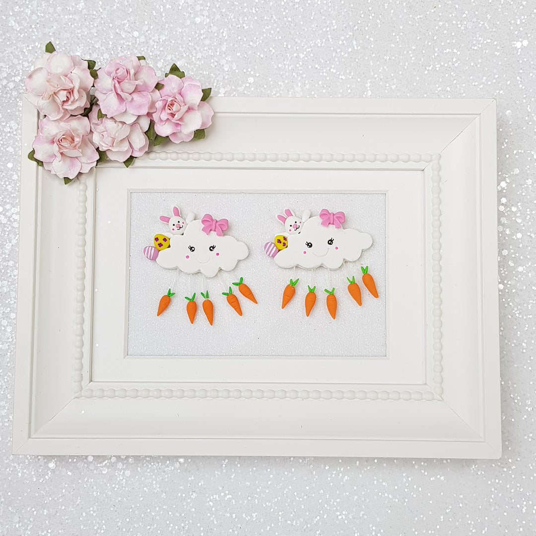 Easter carrot cloud - Handmade Flatback Clay Bow Centre - Crafty Mood