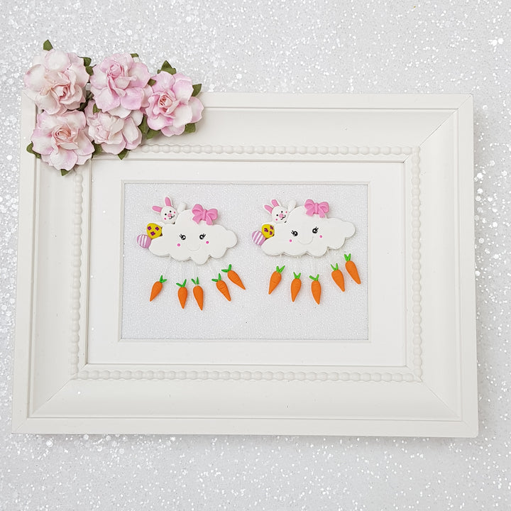 Easter carrot cloud - Handmade Flatback Clay Bow Centre - Crafty Mood