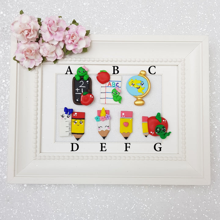 Back to School Stationery - Handmade Flatback Clay Bow Centre - Crafty Mood