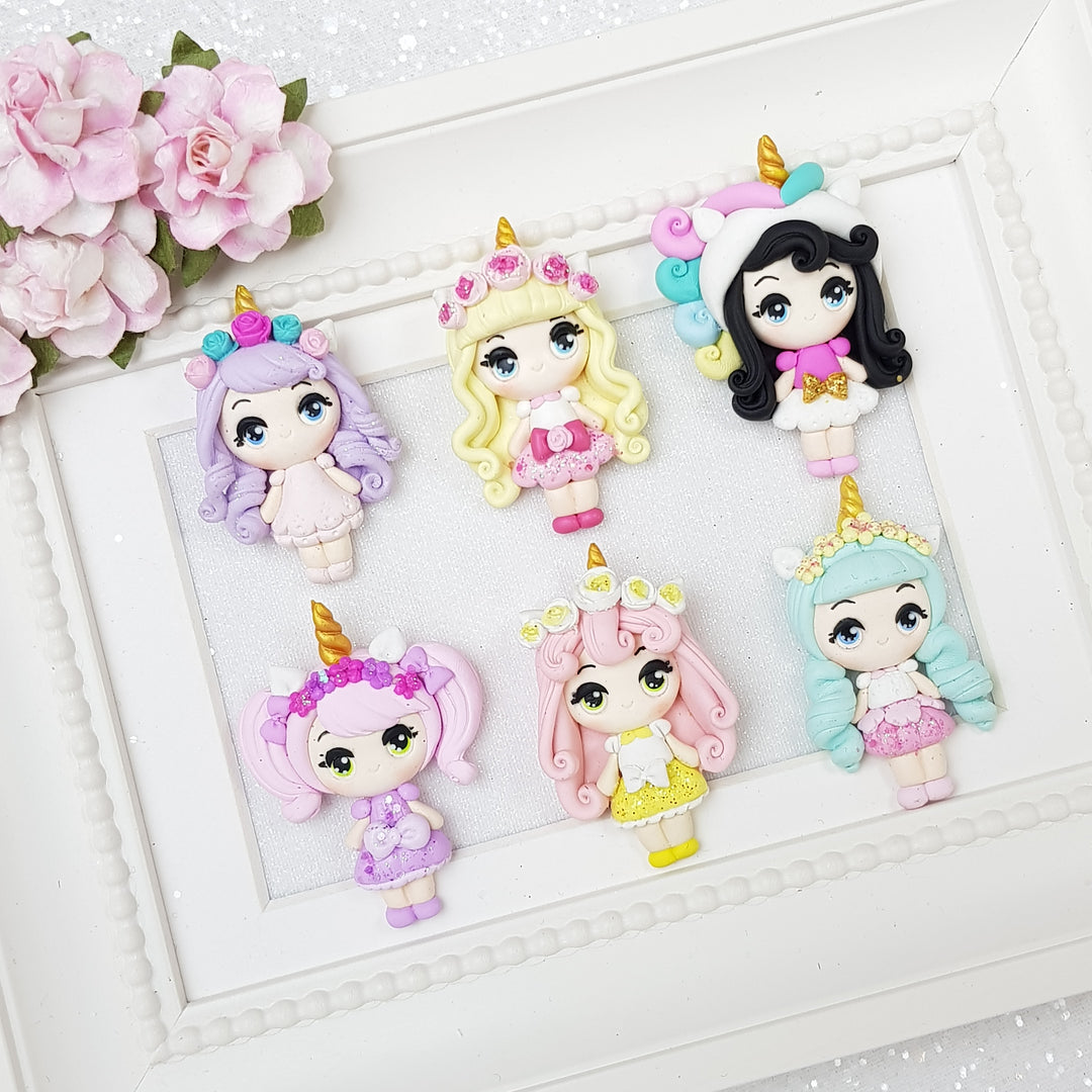 Beautiful Unicorn Girls - Embellishment Clay Bow Centre - Crafty Mood