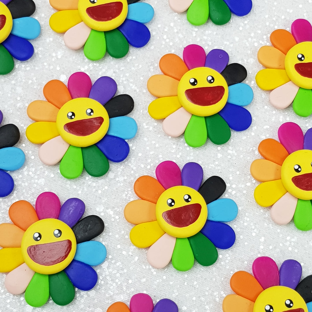 Happy sunflower - Handmade Flatback Clay Bow Centre - Crafty Mood