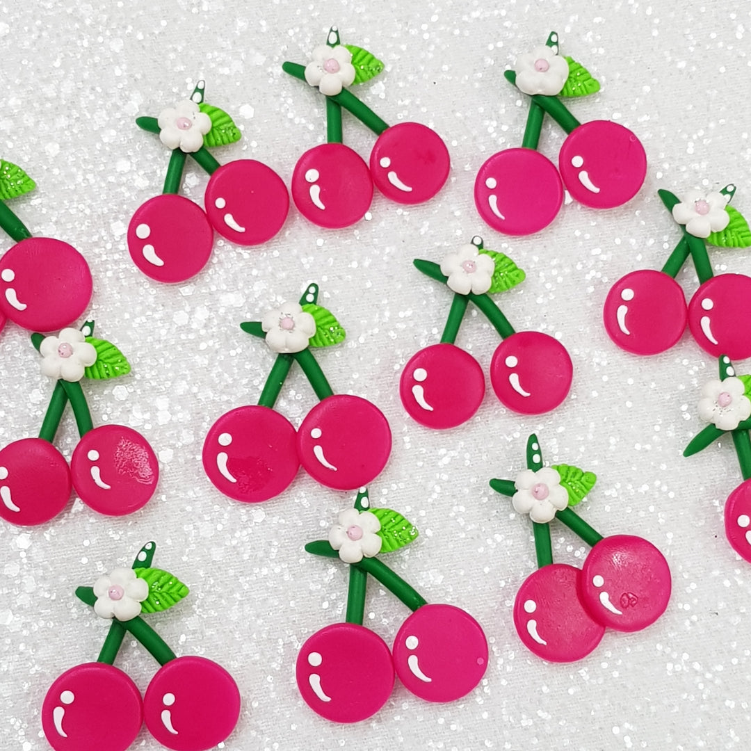 Pink cherry - Embellishment Clay Bow Centre - Crafty Mood