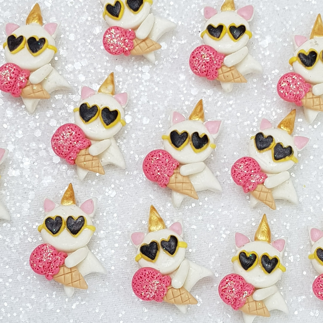 Cool Summer Unicorn - Embellishment Clay Bow Centre - Crafty Mood