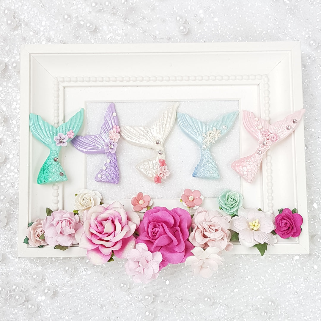 Pretty Fin mermaid tail - Handmade Flatback Clay Bow Centre - Crafty Mood