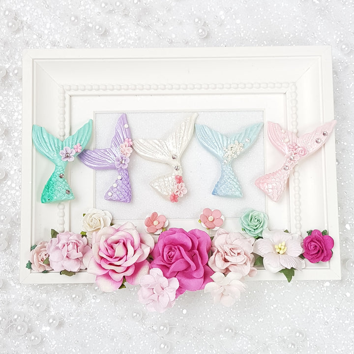 Pretty Fin mermaid tail - Handmade Flatback Clay Bow Centre - Crafty Mood