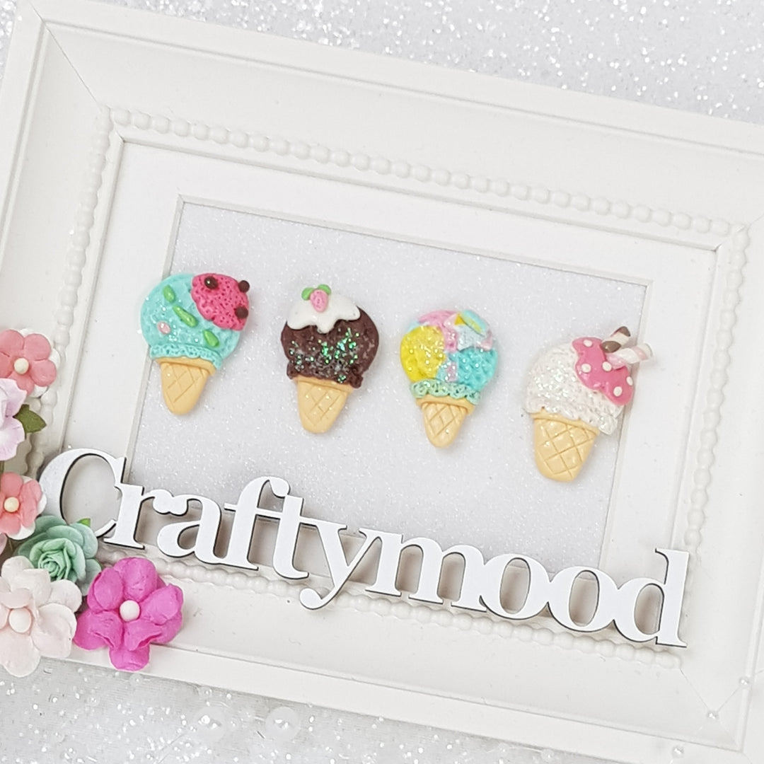 Summer Ice Cream Cone - Embellishment Clay Bow Centre
