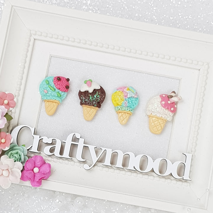 Summer Ice Cream Cone - Embellishment Clay Bow Centre