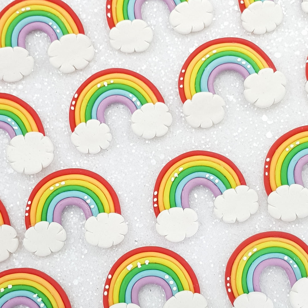 Rainbow Bridge Cloud - Handmade Flatback Clay Bow Centre