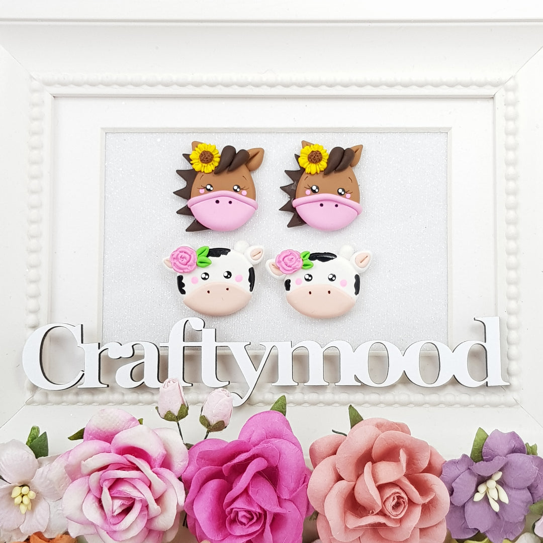 Horse and Cow Head - Embellishment Clay Bow Centre