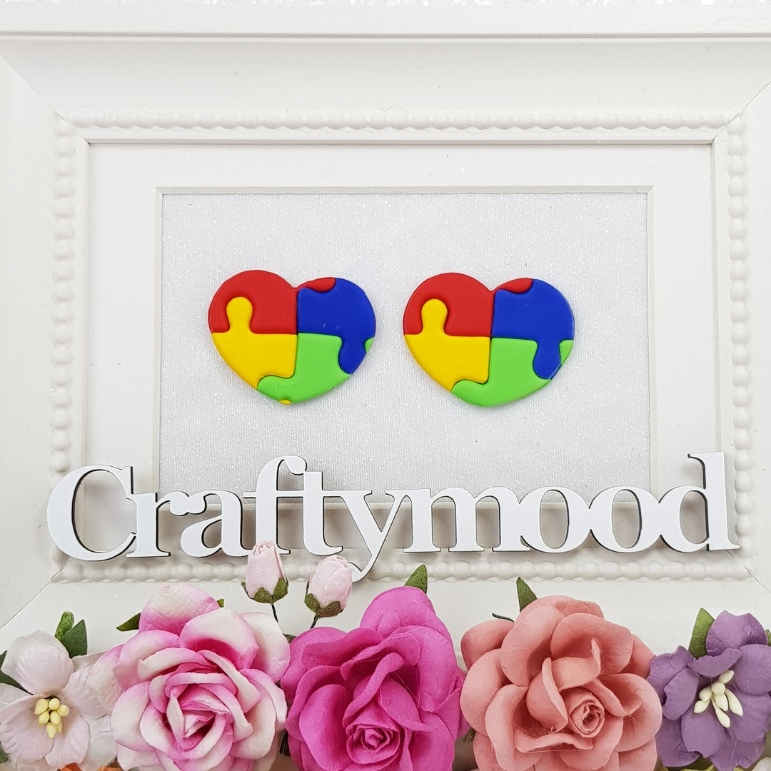 Colorful Love Puzzle - Handmade Flatback Clay Bow Centre