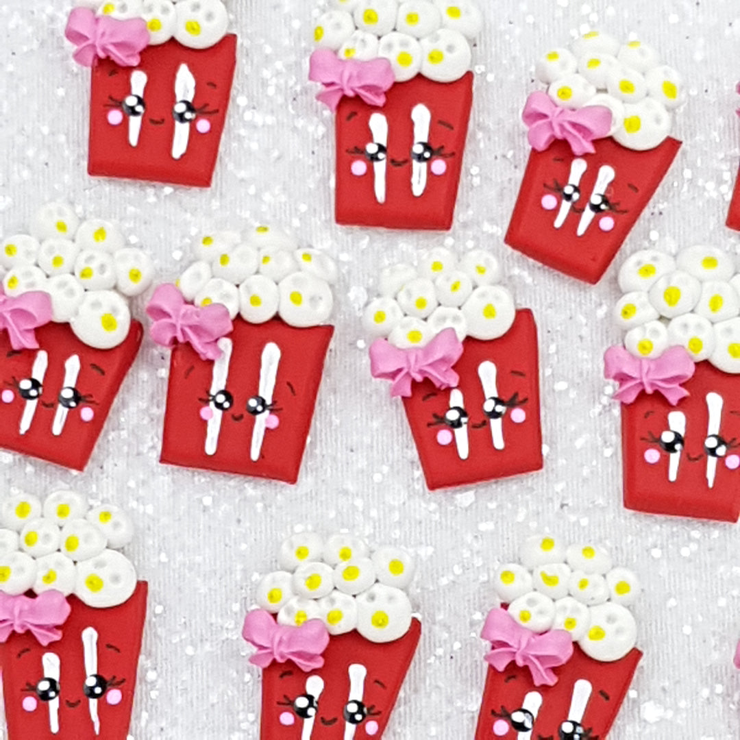 Popcorn - Handmade Flatback Clay Bow Centre