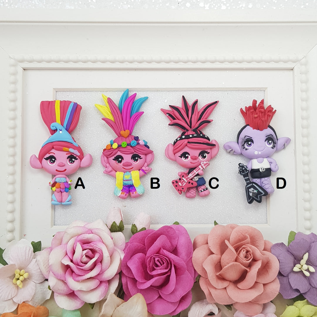 Adorable Trolls  - Embellishment Clay Bow Centre