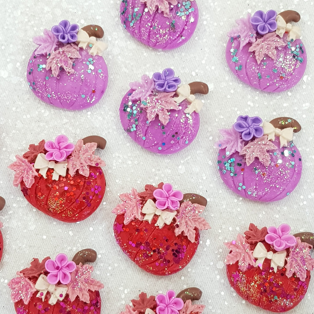 Glittery Pumpkin - Embellishment Clay Bow Centre
