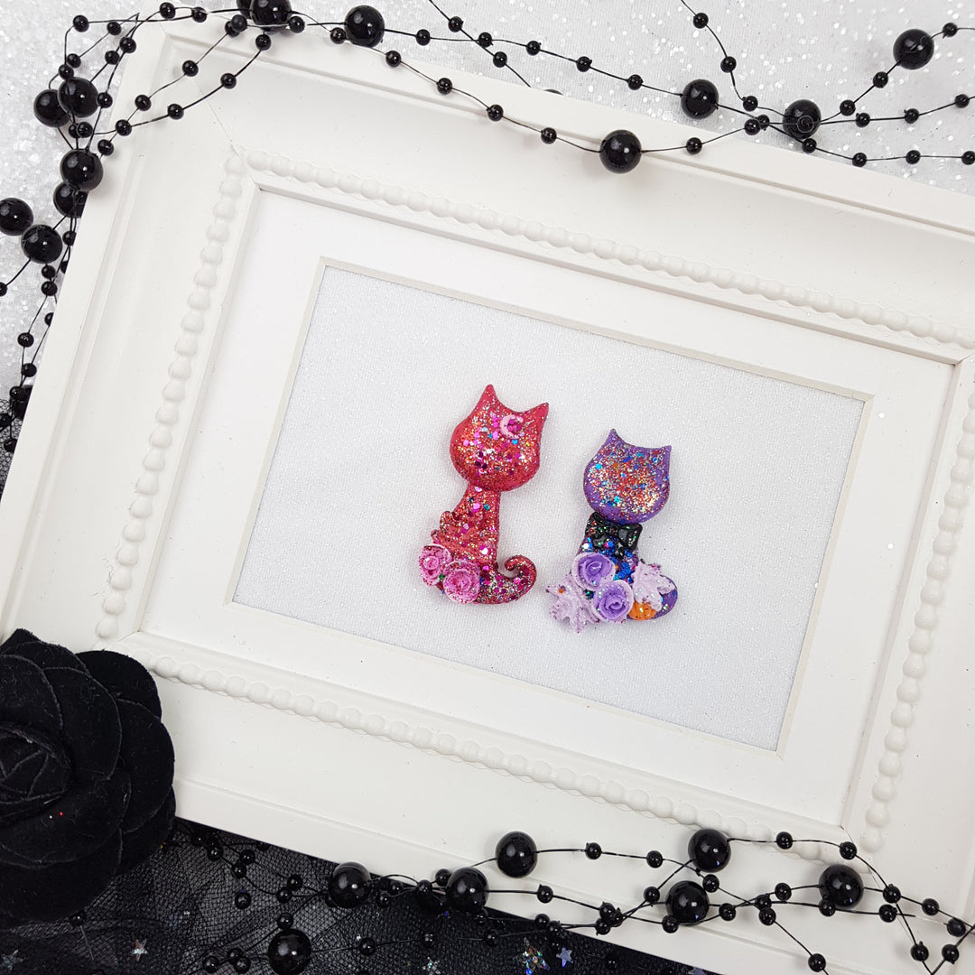 Sale Halloween cat - Embellishment Clay Bow Centre