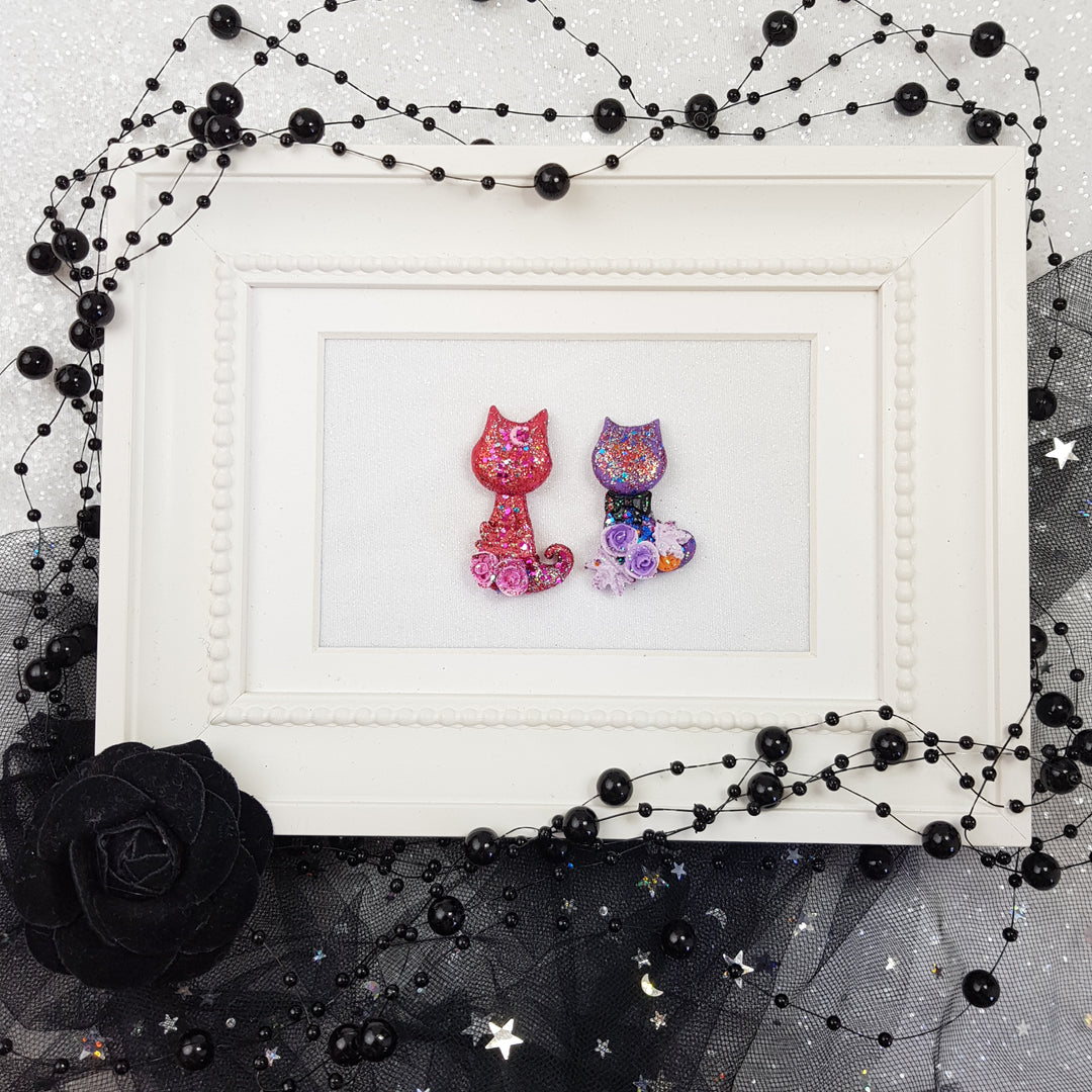 Sale Halloween cat - Embellishment Clay Bow Centre