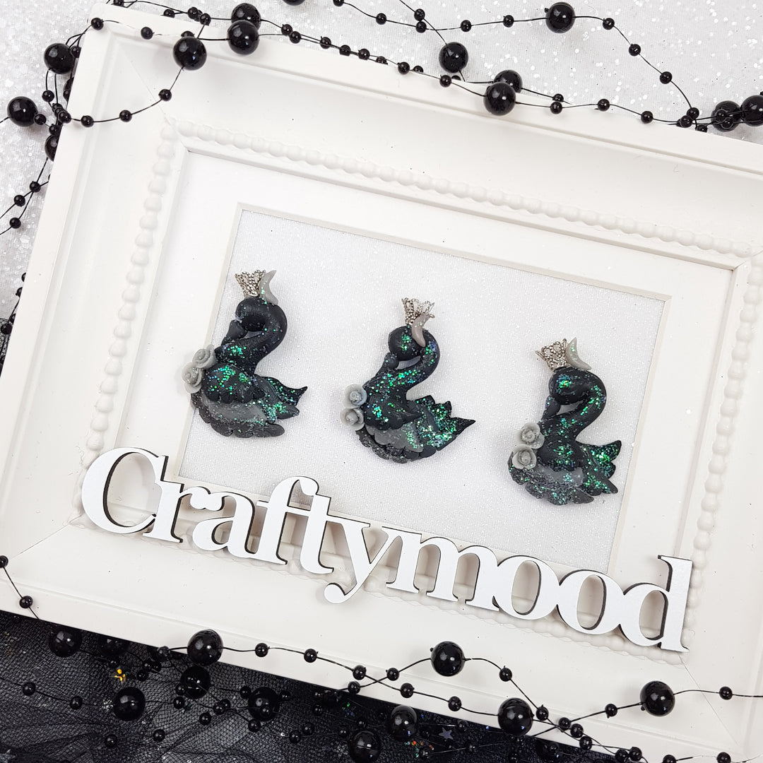 Dark black swan - Handmade Flatback Clay Bow Centre