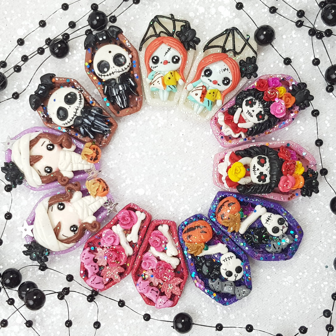 Halloween coffins - Handmade Flatback Clay Bow Centre