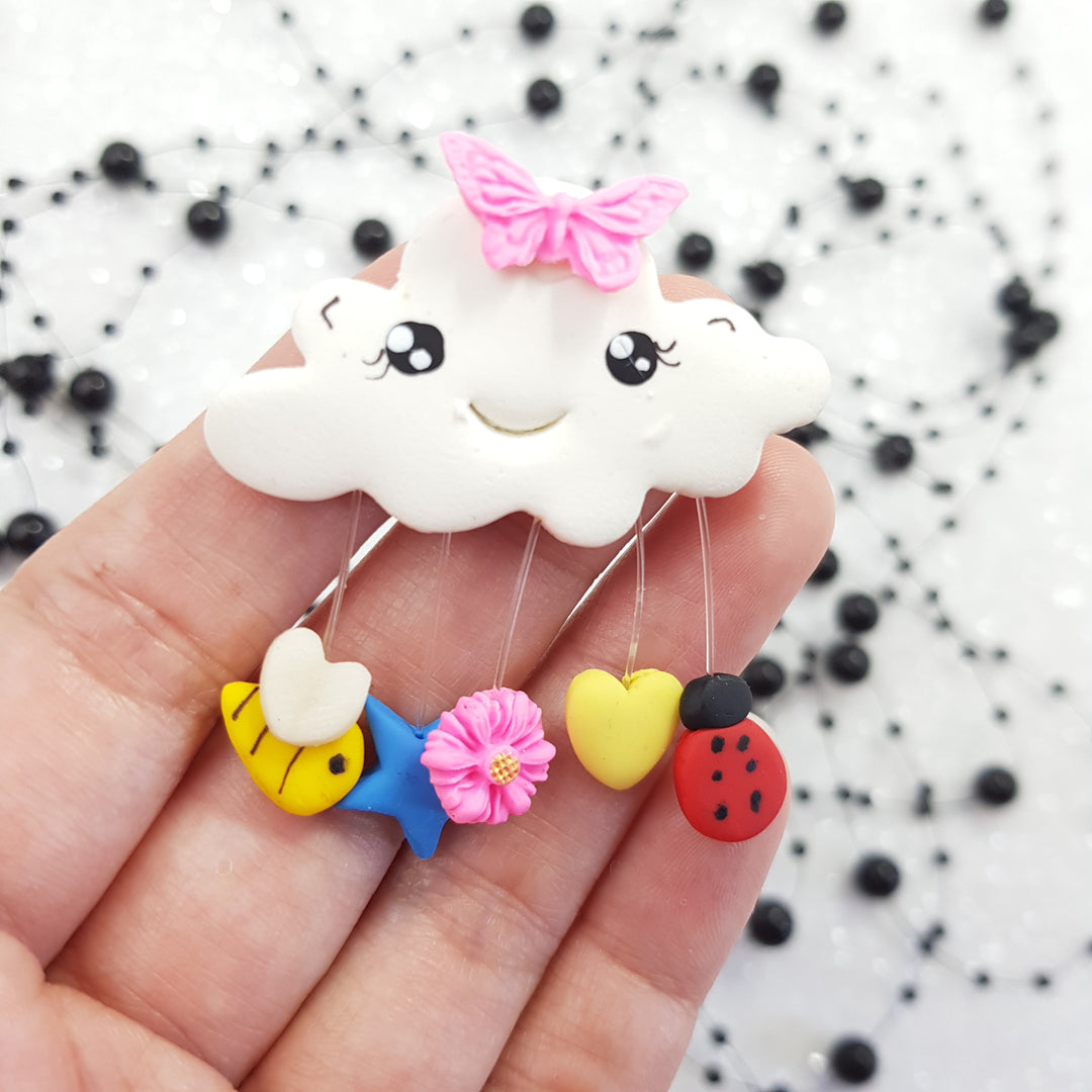 Spring Cloud - Handmade Flatback Clay Bow Centre