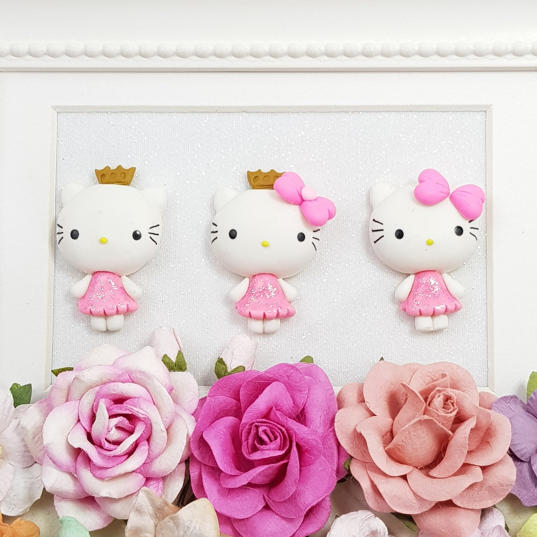 Adorable Kitty Dolls - Handmade Flatback Clay Bow Centre