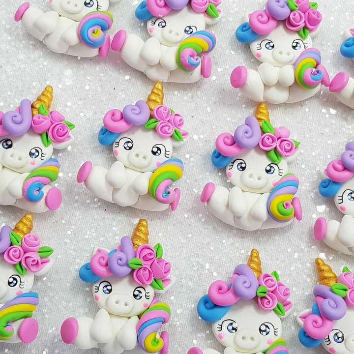 Spring Unicorn - Embellishment Clay Bow Centre