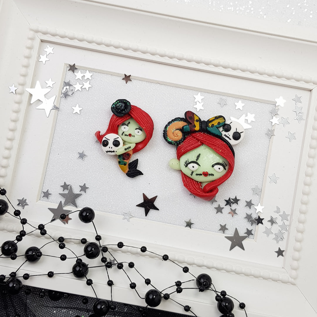 Halloween Mermaid - Glow in the dark - Embellishment Clay Bow Centre