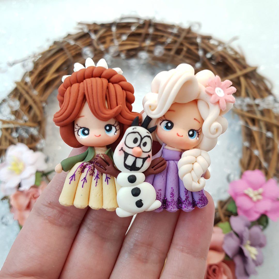 Winter Sister - Handmade Flatback Clay Bow Centre
