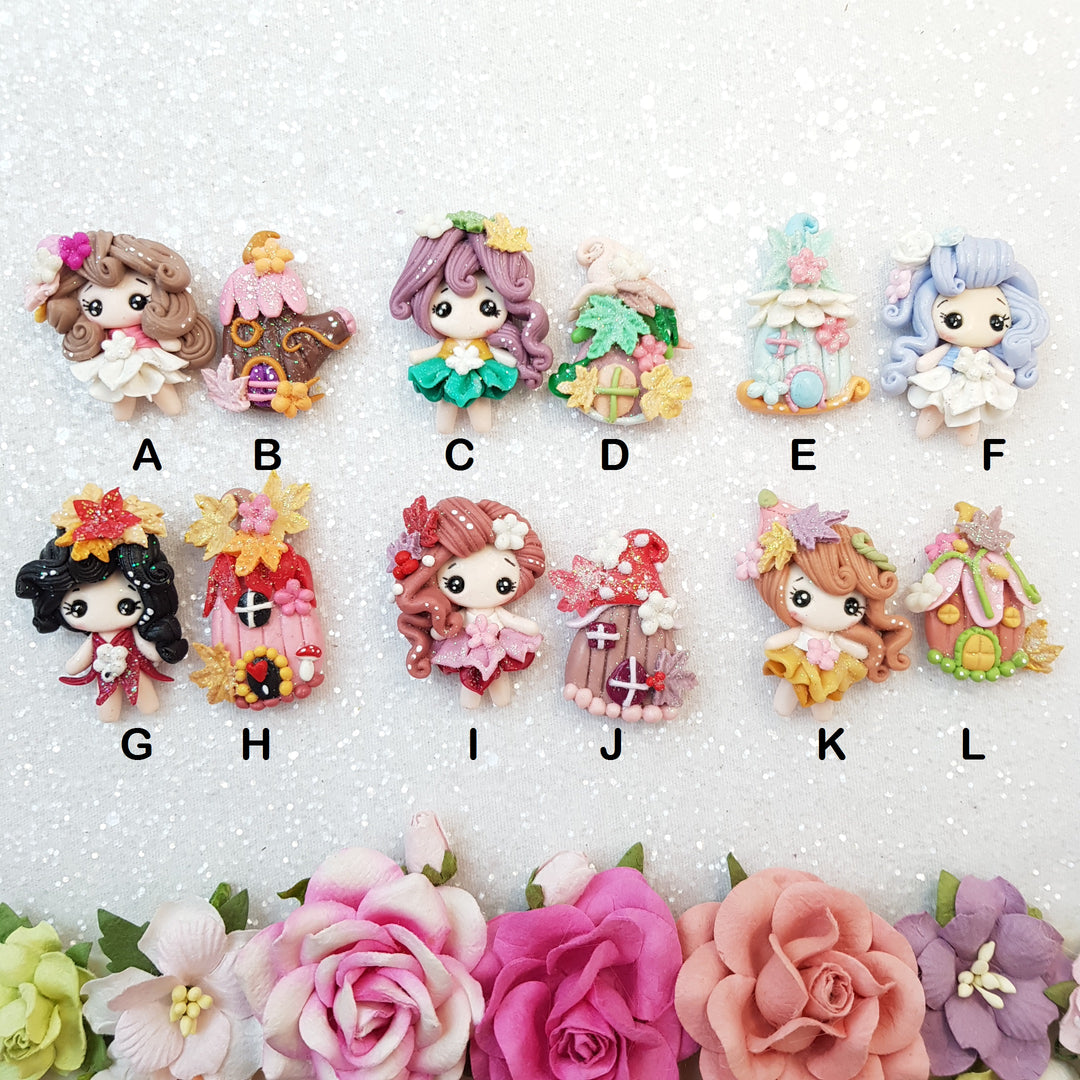 fairy and house - Embellishment Clay Bow Centre