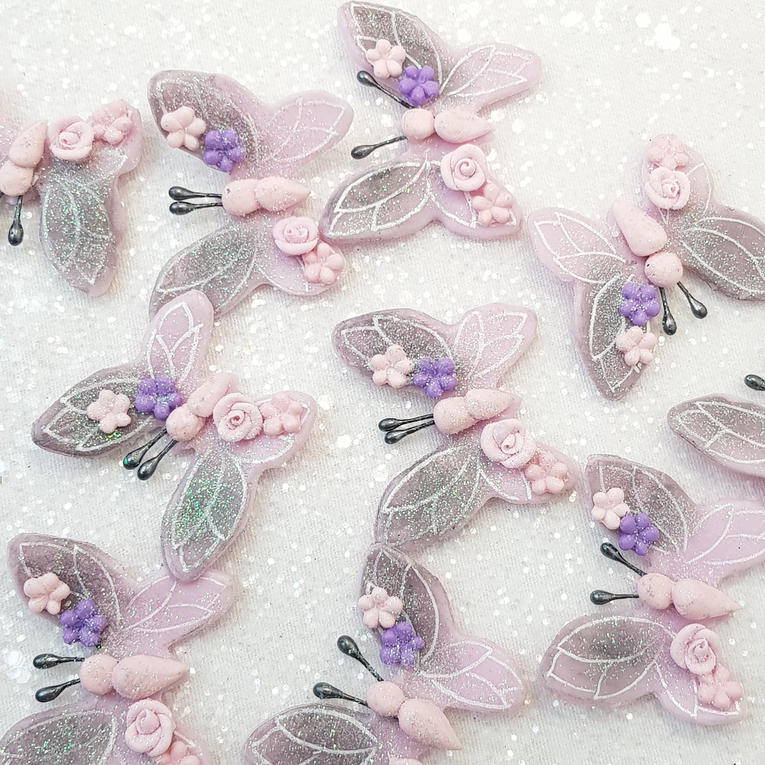 Galaxy Pink Butterfly - Embellishment Clay Bow Centre