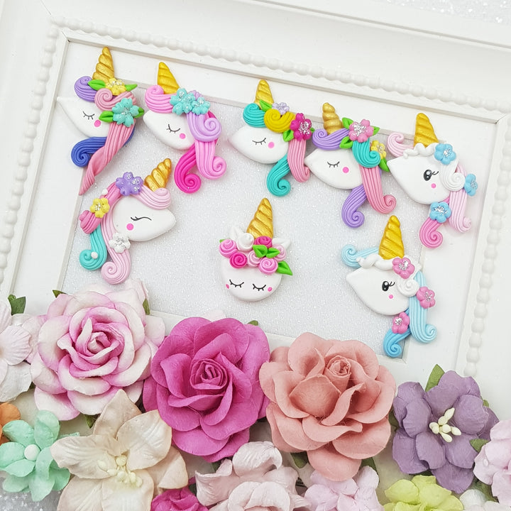 Rainbow unicorn head - Embellishment Clay Bow Centre