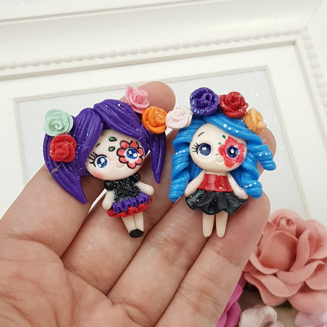 Halloween Girls - Handmade Flatback Clay Bow Centre