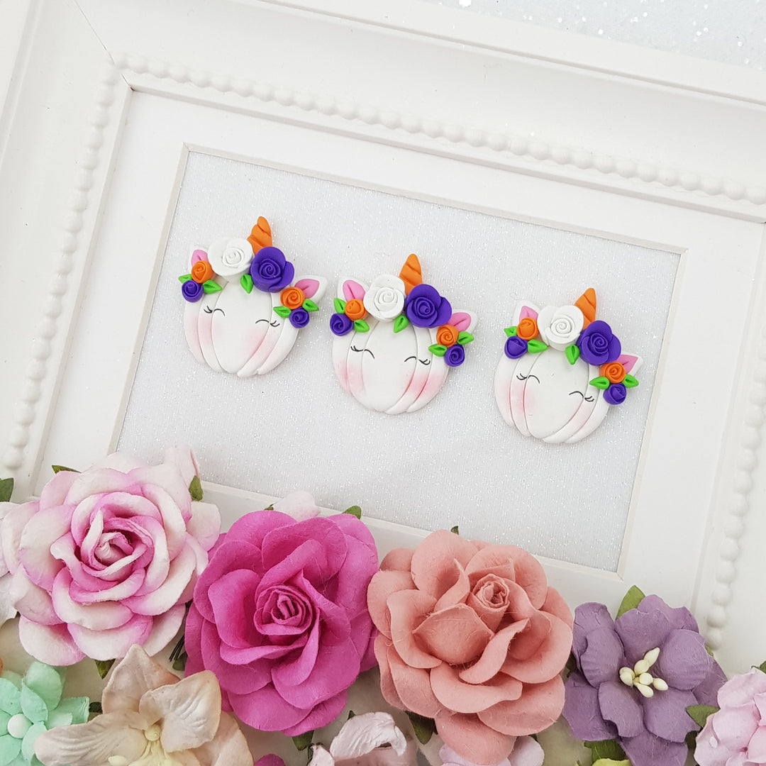 Spring pumpkin unicorn - Embellishment Clay Bow Centre