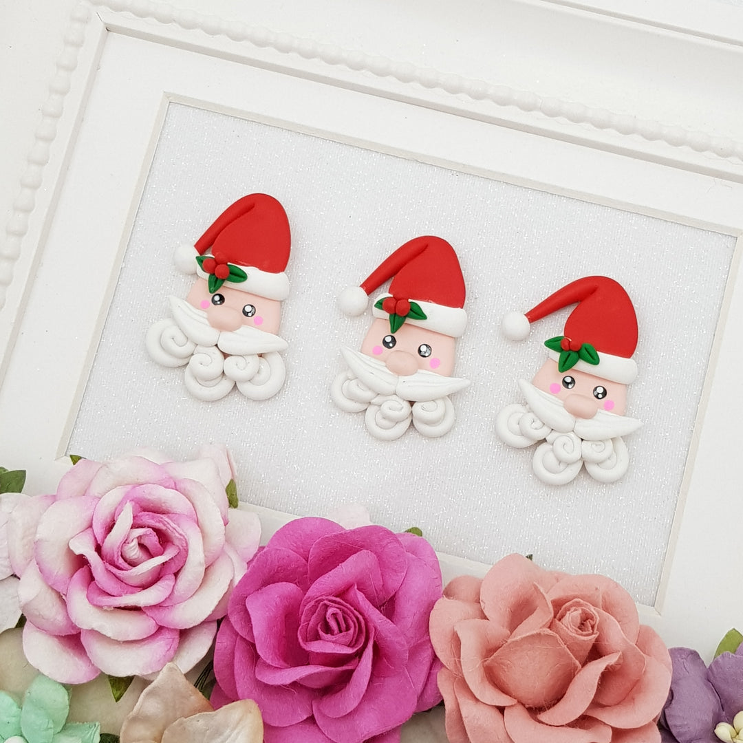 Santa head red hat - Embellishment Clay Bow Centre