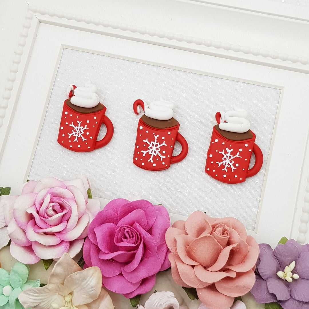 Hot chocolate drink - Handmade Flatback Clay Bow Centre